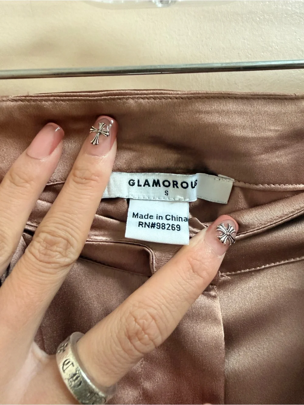 Glamorous Rose Satin Drawstring Pants - Picture 2 of 4